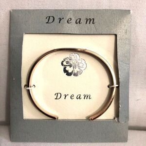 Dream Inspirational Open Bangle Bracelet Gold Tone NIB